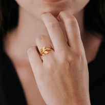 Immagine di Leaf Ring, Silber, rosévergoldet