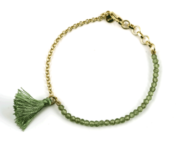 Bild von Peridot 3mm mit Quaste Armband, vergoldet