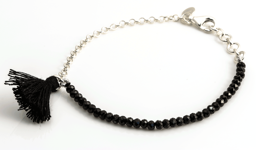 Bild von Onyx 3mm mit Quaste Armband, Silber