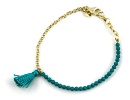 Vedere dettagli per "Nappina". Turchese. Bracciale. Argento 925 placcato oro Immagine di "Nappina". Turchese. Bracciale. Argento 925 placcato oro