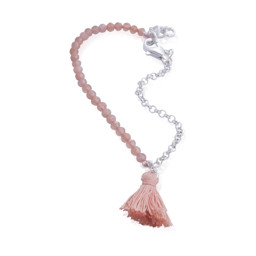 Vedere dettagli per "Tassel". Pietra di luna color pesca. Bracciale. Argento 925 Immagine di "Tassel". Pietra di luna color pesca. Bracciale. Argento 925