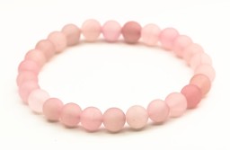 Vedere dettagli per Perline tonde di quarzo rosa 8 mm bracciale satinato Immagine di Perline tonde di quarzo rosa 8 mm bracciale satinato