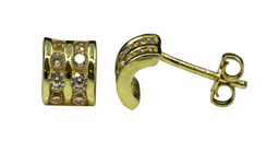 Vedere dettagli per "Semicerchio". CZ. Orecchini. Argento 925 placcato oro  Immagine di "Semicerchio". CZ. Orecchini. Argento 925 placcato oro
