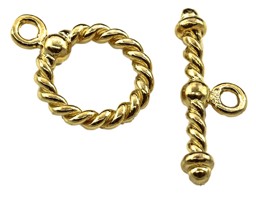 Vedere dettagli per Chiusura a ginocchiera rotonda 11 mm annodata, argento placcato oro Immagine di Chiusura a ginocchiera rotonda 11 mm annodata, argento placcato oro