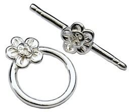 Image de Verschluss Toggle 15mm mit Blume, Silber 925