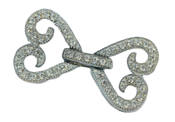 Vedere dettagli per Chiusura a doppio cuore con CZ 15x30 mm, argento 925 Immagine di Chiusura a doppio cuore con CZ 15x30 mm, argento 925