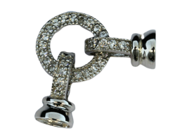 Immagine di Verschluss Pavé-Ring 14mm mit 2x Glocke, Silber rhodiniert