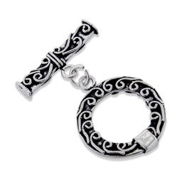 Vedere dettagli per Chiusura ad alamaro decorato 20 mm, argento annerito Immagine di Chiusura ad alamaro decorato 20 mm, argento annerito