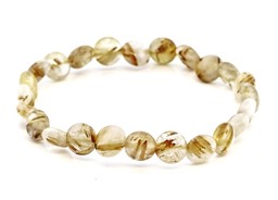 Vedere dettagli per Bracciale con dischi di quarzo rutilato da 8 mm Immagine di Bracciale con dischi di quarzo rutilato da 8 mm