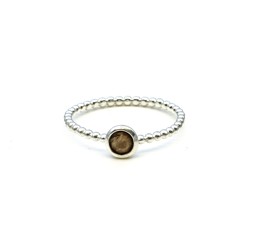 Image de Versteinertes Holz Cab. 5mm "34 Beads" Ring, Silber 925
