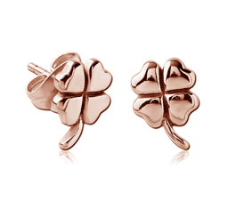 Vedere dettagli per "Quadrifoglio". Orecchini. Argento 925 placcato oro rosa Immagine di "Quadrifoglio". Orecchini. Argento 925 placcato oro rosa