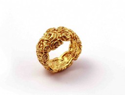 Immagine di Ring, zisiliert "Rose", 13mm, 925 Silber vergoldet