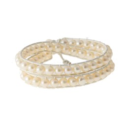 Vedere dettagli per Perline "Bracciale Wrap", 2 file, bianco Immagine di Perline "Bracciale Wrap", 2 file, bianco