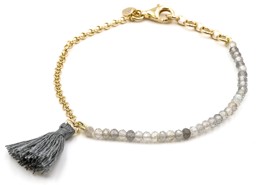 Vedere dettagli per "Nappina". Labradorite. Bracciale. Argento 925 placcato oro Immagine di "Nappina". Labradorite. Bracciale. Argento 925 placcato oro