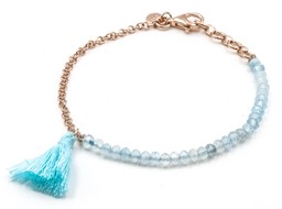 Vedere dettagli per "Nappina". Acquamarina. Bracciale. Argento 925 placcato oro rosa Immagine di "Nappina". Acquamarina. Bracciale. Argento 925 placcato oro rosa