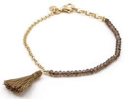 Vedere dettagli per "Nappina". Quarzo fume. Bracciale. Argento 925 placcato oro Immagine di "Nappina". Quarzo fume. Bracciale. Argento 925 placcato oro