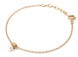 Vedere dettagli per Bracciale "Cube" di perle 3,5 mm 15+2,5 cm. Argento placcato oro Immagine di Bracciale "Cube" di perle 3,5 mm 15+2,5 cm. Argento placcato oro