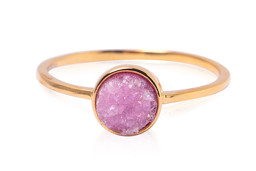 Immagine di Achat Druzy Pink 7mm Ring, Silber vergoldet