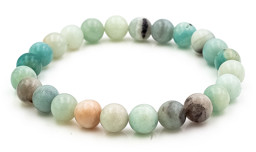 Vedere dettagli per Bracciale di perline tonde di amazzonite da 6 mm (croccanti) Immagine di Bracciale di perline tonde di amazzonite da 6 mm (croccanti)