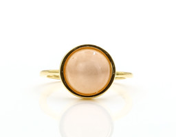 Image de Mondstein Cab. 11m, 12mm Ring, Silber vergoldet (peach) 