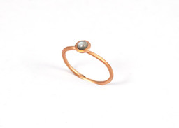 Image de Ring Mondstein grau Cab. 4mm, Silber rosé vergoldet