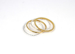 Zeige Details für Ring im 4er Set, 2x vgo, 2x silber, 925 Silber Bild von Ring im 4er Set, 2x vgo, 2x silber, 925 Silber