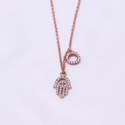 Zeige Details für Hand der Fatima mit CZ Halskette 45m, Silber 925 roségold Bild von Hand der Fatima mit CZ Halskette 45m, Silber 925 roségold