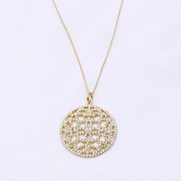 Zeige Details für Silber ziseliert mit CZ 28mm Anhänger mit Kette 40+5cm, Silber 925 vergoldet Bild von Silber ziseliert mit CZ 28mm Anhänger mit Kette 40+5cm, Silber 925 vergoldet