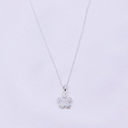 Zeige Details für Blume mit CZ Halskette 39 + 5cm, Silber 925 Bild von Blume mit CZ Halskette 39 + 5cm, Silber 925