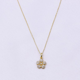 Zeige Details für Blume mit CZ Halskette 39 + 5cm, Silber 925 vergoldet Bild von Blume mit CZ Halskette 39 + 5cm, Silber 925 vergoldet