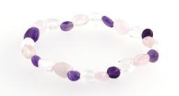 Zeige Details für Amethyst, Bergkristall & Rosenquarz Nuggets Crazy  6mm Armband Bild von Amethyst, Bergkristall & Rosenquarz Nuggets Crazy  6mm Armband