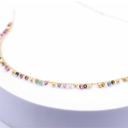 Zeige Details für Multicolor Turmalin "Amina-Vergoldet" Halskette mit fac. 3mm Steine. 40cm plus 5cm Verlängerungskette. Silber 925 vergoldet Bild von Multicolor Turmalin "Amina-Vergoldet" Halskette mit fac. 3mm Steine. 40cm plus 5cm Verlängerungskette. Silber 925 vergoldet