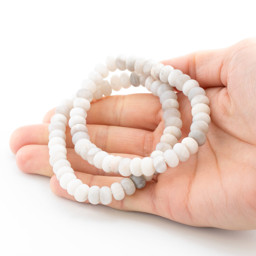 Zeige Details für Achat (weiss) Button 8x5mm Armband matt Bild von Achat (weiss) Button 8x5mm Armband matt