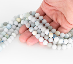 Zeige Details für Aquamarin Kugeln  Strang A-Qualität (matt) Bild von Aquamarin Kugeln  Strang A-Qualität (matt)