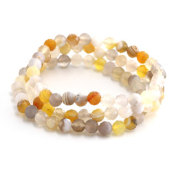 Zeige Details für Achat fac. Kugeln  6mm Armband (gelb/grau) Bild von Achat fac. Kugeln  6mm Armband (gelb/grau)