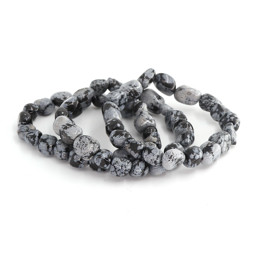 Zeige Details für Schneeflocken Obsidian Nuggets Crazy  8-12mm Armband Bild von Schneeflocken Obsidian Nuggets Crazy  8-12mm Armband