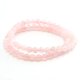 Vedere dettagli per Bracciale di perline tonde di quarzo rosa da 6 mm, 21 cm  Immagine di Bracciale di perline tonde di quarzo rosa da 6 mm, 21 cm