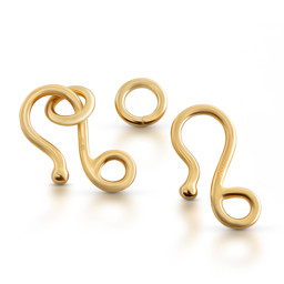 Vedere dettagli per Chiusura a U 13 mm con anello da 5 mm, argento 925 placcato oro Immagine di Chiusura a U 13 mm con anello da 5 mm, argento 925 placcato oro