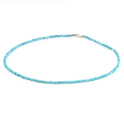 Zeige Details für Türkis fac. Kugeln  3mm Halskette mit Silberverschluss Bild von Türkis fac. Kugeln  3mm Halskette mit Silberverschluss