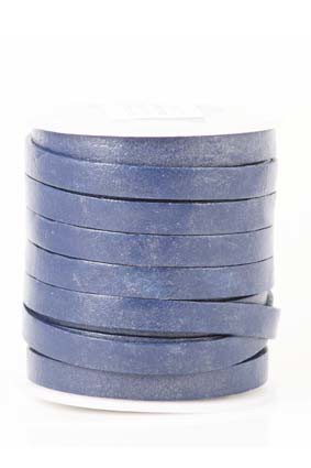 Image de Lederband flach 7mm blau, 10m Rolle