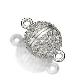 Image de Magnetverschluss Kugel 12mm mit Zirkone, Silber  925