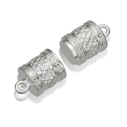 Zeige Details für Magnetverschluss Walze verziert 22x11mm mit Ringe (hell) Bild von Magnetverschluss Walze verziert 22x11mm mit Ringe (hell)