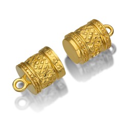 Zeige Details für Magnetverschluss Walze verziert 22x11mm mit Ringe (vergoldet) Bild von Magnetverschluss Walze verziert 22x11mm mit Ringe (vergoldet)