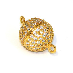 Zeige Details für Magnetverschluss Kugel 12mm mit Zirkone, vergoldet Bild von Magnetverschluss Kugel 12mm mit Zirkone, vergoldet