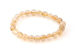 Vedere dettagli per Quarzo rutilato extra perline tonde bracciale 10mm Immagine di Quarzo rutilato extra perline tonde bracciale 10mm