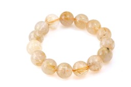 Vedere dettagli per Perline di quarzo rutilato 14 mm Bracciale Extra Immagine di Perline di quarzo rutilato 14 mm Bracciale Extra