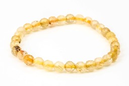 Vedere dettagli per Quarzo rutilato sfaccettato. Bracciale di perline tonde da 6 mm Immagine di Quarzo rutilato sfaccettato. Bracciale di perline tonde da 6 mm