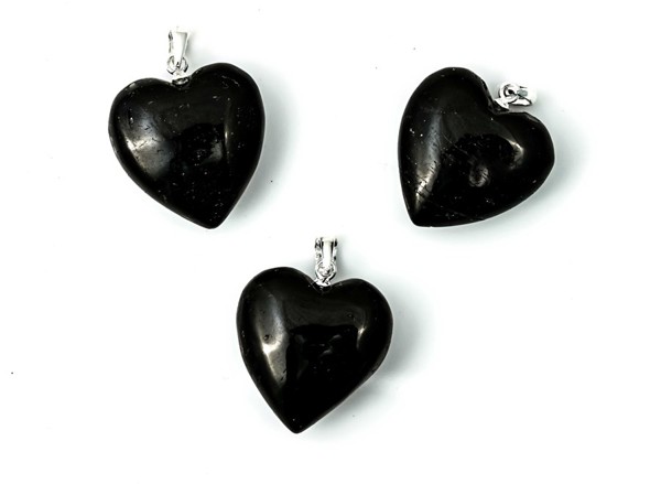 Immagine di Turmalin schwarz "Love Hearts" 20mm Anhänger mit Silberöse