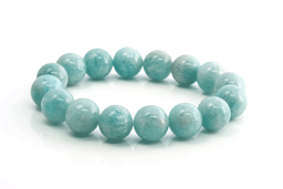 Vedere dettagli per Bracciale di perline tonde di amazzonite 13-14 mm Immagine di Bracciale di perline tonde di amazzonite 13-14 mm