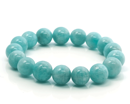 Vedere dettagli per Bracciale di perline tonde di amazzonite 11-12 mm Immagine di Bracciale di perline tonde di amazzonite 11-12 mm